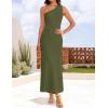 imageZESICA Womens 2025 Summer One Shoulder Sleeveless Maxi Dress Casual Floral Ribbed Knit Backless Cocktail Party Long DressesGreen