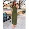 imageZESICA Womens 2025 Summer One Shoulder Sleeveless Maxi Dress Casual Floral Ribbed Knit Backless Cocktail Party Long DressesGreen