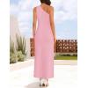 imageZESICA Womens 2025 Summer One Shoulder Sleeveless Maxi Dress Casual Floral Ribbed Knit Backless Cocktail Party Long DressesPink