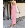 imageZESICA Womens 2025 Summer One Shoulder Sleeveless Maxi Dress Casual Floral Ribbed Knit Backless Cocktail Party Long DressesPink