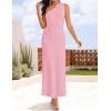imageZESICA Womens 2025 Summer One Shoulder Sleeveless Maxi Dress Casual Floral Ribbed Knit Backless Cocktail Party Long DressesPink
