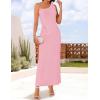 imageZESICA Womens 2025 Summer One Shoulder Sleeveless Maxi Dress Casual Floral Ribbed Knit Backless Cocktail Party Long DressesPink
