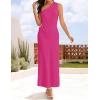 imageZESICA Womens 2025 Summer One Shoulder Sleeveless Maxi Dress Casual Floral Ribbed Knit Backless Cocktail Party Long DressesRose