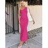 imageZESICA Womens 2025 Summer One Shoulder Sleeveless Maxi Dress Casual Floral Ribbed Knit Backless Cocktail Party Long DressesRose