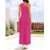 imageZESICA Womens 2025 Summer One Shoulder Sleeveless Maxi Dress Casual Floral Ribbed Knit Backless Cocktail Party Long DressesRose