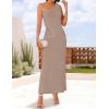 imageZESICA Womens 2025 Summer One Shoulder Sleeveless Maxi Dress Casual Floral Ribbed Knit Backless Cocktail Party Long DressesSand