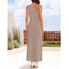 imageZESICA Womens 2025 Summer One Shoulder Sleeveless Maxi Dress Casual Floral Ribbed Knit Backless Cocktail Party Long DressesSand