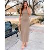 imageZESICA Womens 2025 Summer One Shoulder Sleeveless Maxi Dress Casual Floral Ribbed Knit Backless Cocktail Party Long DressesSand