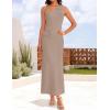imageZESICA Womens 2025 Summer One Shoulder Sleeveless Maxi Dress Casual Floral Ribbed Knit Backless Cocktail Party Long DressesSand