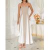imageZESICA Womens Spaghetti Strap Maxi Dress 2025 Summer Sleeveless Color Block A Line Flowy Party DressesAlmond
