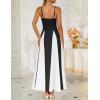 imageZESICA Womens Spaghetti Strap Maxi Dress 2025 Summer Sleeveless Color Block A Line Flowy Party DressesBlack