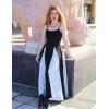 imageZESICA Womens Spaghetti Strap Maxi Dress 2025 Summer Sleeveless Color Block A Line Flowy Party DressesBlack