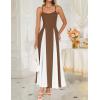 imageZESICA Womens Spaghetti Strap Maxi Dress 2025 Summer Sleeveless Color Block A Line Flowy Party DressesBrown