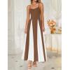 imageZESICA Womens Spaghetti Strap Maxi Dress 2025 Summer Sleeveless Color Block A Line Flowy Party DressesBrown