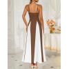 imageZESICA Womens Spaghetti Strap Maxi Dress 2025 Summer Sleeveless Color Block A Line Flowy Party DressesBrown