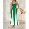 imageZESICA Womens Spaghetti Strap Maxi Dress 2025 Summer Sleeveless Color Block A Line Flowy Party DressesGreen