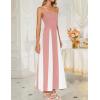 imageZESICA Womens Spaghetti Strap Maxi Dress 2025 Summer Sleeveless Color Block A Line Flowy Party DressesPink