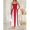 imageZESICA Womens Spaghetti Strap Maxi Dress 2025 Summer Sleeveless Color Block A Line Flowy Party DressesRed