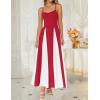 imageZESICA Womens Spaghetti Strap Maxi Dress 2025 Summer Sleeveless Color Block A Line Flowy Party DressesRed