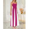 imageZESICA Womens Spaghetti Strap Maxi Dress 2025 Summer Sleeveless Color Block A Line Flowy Party DressesRose