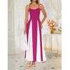 imageZESICA Womens Spaghetti Strap Maxi Dress 2025 Summer Sleeveless Color Block A Line Flowy Party DressesRose