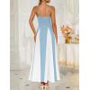 imageZESICA Womens Spaghetti Strap Maxi Dress 2025 Summer Sleeveless Color Block A Line Flowy Party DressesSky