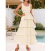 imageZESICA Womens 2025 Summer Boho Sleeveless Midi Dress Scoop Neck Ruffle Tiered Layered Swing Long Beach Vacation DressesApricot
