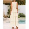 imageZESICA Womens 2025 Summer Boho Sleeveless Midi Dress Scoop Neck Ruffle Tiered Layered Swing Long Beach Vacation DressesApricot