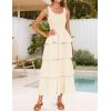 imageZESICA Womens 2025 Summer Boho Sleeveless Midi Dress Scoop Neck Ruffle Tiered Layered Swing Long Beach Vacation DressesApricot