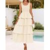imageZESICA Womens 2025 Summer Boho Sleeveless Midi Dress Scoop Neck Ruffle Tiered Layered Swing Long Beach Vacation DressesApricot