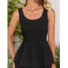 imageZESICA Womens 2025 Summer Boho Sleeveless Midi Dress Scoop Neck Ruffle Tiered Layered Swing Long Beach Vacation DressesBlack