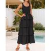 imageZESICA Womens 2025 Summer Boho Sleeveless Midi Dress Scoop Neck Ruffle Tiered Layered Swing Long Beach Vacation DressesBlack