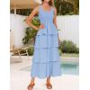 imageZESICA Womens 2025 Summer Boho Sleeveless Midi Dress Scoop Neck Ruffle Tiered Layered Swing Long Beach Vacation DressesBlue