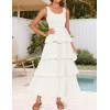 imageZESICA Womens 2025 Summer Boho Sleeveless Midi Dress Scoop Neck Ruffle Tiered Layered Swing Long Beach Vacation DressesIvory