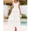 imageZESICA Womens 2025 Summer Boho Sleeveless Midi Dress Scoop Neck Ruffle Tiered Layered Swing Long Beach Vacation DressesIvory