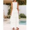 imageZESICA Womens 2025 Summer Boho Sleeveless Midi Dress Scoop Neck Ruffle Tiered Layered Swing Long Beach Vacation DressesIvory