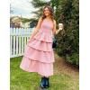 imageZESICA Womens 2025 Summer Boho Sleeveless Midi Dress Scoop Neck Ruffle Tiered Layered Swing Long Beach Vacation DressesPink