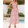 imageZESICA Womens 2025 Summer Boho Sleeveless Midi Dress Scoop Neck Ruffle Tiered Layered Swing Long Beach Vacation DressesPink