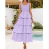 imageZESICA Womens 2025 Summer Boho Sleeveless Midi Dress Scoop Neck Ruffle Tiered Layered Swing Long Beach Vacation DressesPurple