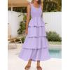 imageZESICA Womens 2025 Summer Boho Sleeveless Midi Dress Scoop Neck Ruffle Tiered Layered Swing Long Beach Vacation DressesPurple