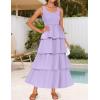 imageZESICA Womens 2025 Summer Boho Sleeveless Midi Dress Scoop Neck Ruffle Tiered Layered Swing Long Beach Vacation DressesPurple