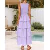 imageZESICA Womens 2025 Summer Boho Sleeveless Midi Dress Scoop Neck Ruffle Tiered Layered Swing Long Beach Vacation DressesPurple