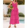 imageZESICA Womens 2025 Summer Boho Sleeveless Midi Dress Scoop Neck Ruffle Tiered Layered Swing Long Beach Vacation DressesRose