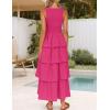 imageZESICA Womens 2025 Summer Boho Sleeveless Midi Dress Scoop Neck Ruffle Tiered Layered Swing Long Beach Vacation DressesRose