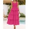 imageZESICA Womens 2025 Summer Boho Sleeveless Midi Dress Scoop Neck Ruffle Tiered Layered Swing Long Beach Vacation DressesRose