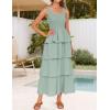 imageZESICA Womens 2025 Summer Boho Sleeveless Midi Dress Scoop Neck Ruffle Tiered Layered Swing Long Beach Vacation DressesSage