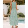imageZESICA Womens 2025 Summer Boho Sleeveless Midi Dress Scoop Neck Ruffle Tiered Layered Swing Long Beach Vacation DressesSage