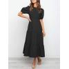 imageZESICA Womens Casual Summer Crew Neck Short Puff Sleeve Smocked High Waist Ruffle Tiered A Line Midi DressBlack