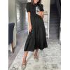 imageZESICA Womens Casual Summer Crew Neck Short Puff Sleeve Smocked High Waist Ruffle Tiered A Line Midi DressBlack