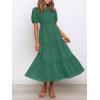 imageZESICA Womens Casual Summer Crew Neck Short Puff Sleeve Smocked High Waist Ruffle Tiered A Line Midi DressForestgreen
